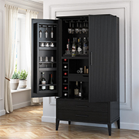 Black tall bar cabinet sale